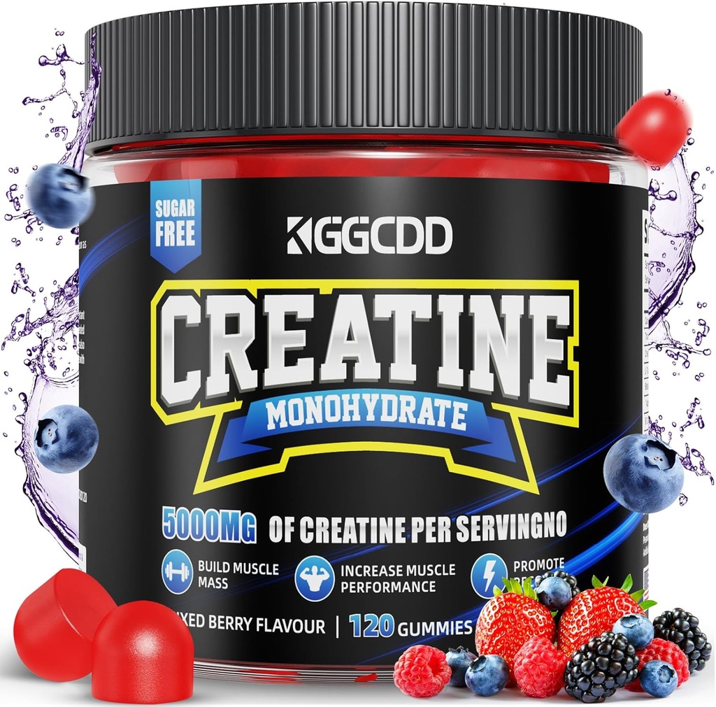 Kreatin Monohidrat Gummies Sugar Free, 5g of Tinatine Monohidrat Kas Maksimum Güçlü, Enerji Focus Endurance, kadınlar için creatine Supplements 120.