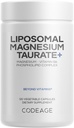 Codeage Liposomal Magnesium Taurate+ Supplement - Taurate μαγνησίου, Βιταμίνη Β6 ως Pyridoxal 5-Phosphate, 2-Month Supply - Liposomal Delivery, Vegan, Non-GMO, Gluten-free, 120 Κάψουλες