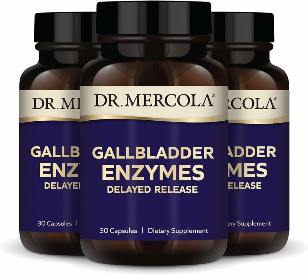 Dr. Mercola Gallbladder Enzymes - Gallbladder & Digestive Health Support - Pancreatic Protease, Amylase & Lipase - Non-GMO, Gluten-Free & Soy-Free - 90 Gecikmiş Paylaşım Kapsülleri (90 Hizmetler)