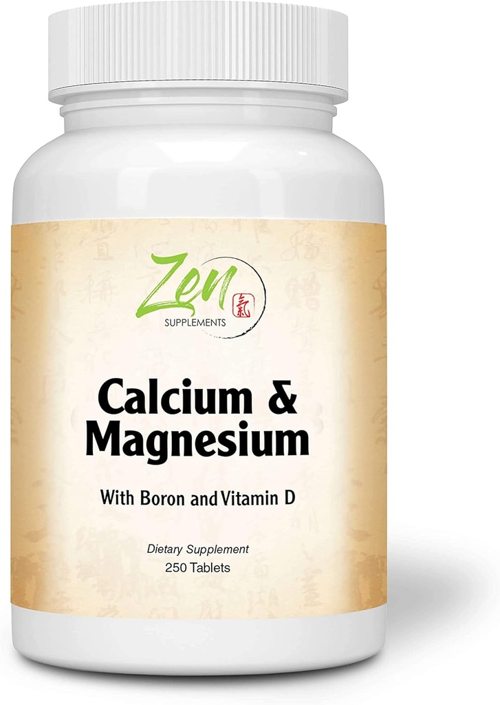 Zen Supplements - Hi Potency Food & with Magnezyum D3 & Boron forBoostd Abxia, Supports Bone Health & Bonek 250-Tabs