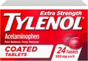 Tylenol Ekstra Güçlü Ağrı Reliever & Ateşleme, Yuvarlak Kaplama Tabletleri, 500 mg Acetaminophen Pain Relief Pills for Headache, Toothache & Minor Arthritis Pain, 24 ctt