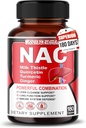 Nac Supplement N-Acetyl-L-Cysteine - Ενισχυμένο με Γαϊδουράγκαθο Γάλα + Quercetin για Βέλτιστη Ανοσία, Αναπνευστική, Ηπατική Ευεξία (180 Count (Pack of 1))