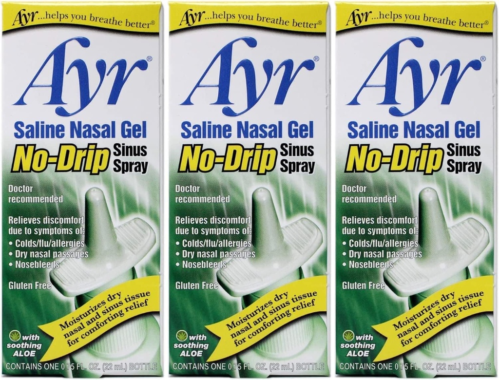 Ayr Saline Nasal Gel No-Drip Sinus Mix,0.75 Fl Oz (Pack of 3)