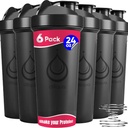 6 PACK, Shaker Bottles with Wire Whisks for Protein Mixes | Leakproof Blender Shaker Bottle Pack | BPA-Free & Dishwasher Safe | 6 24 oz shaker bottles | Shaker Cups for shakes