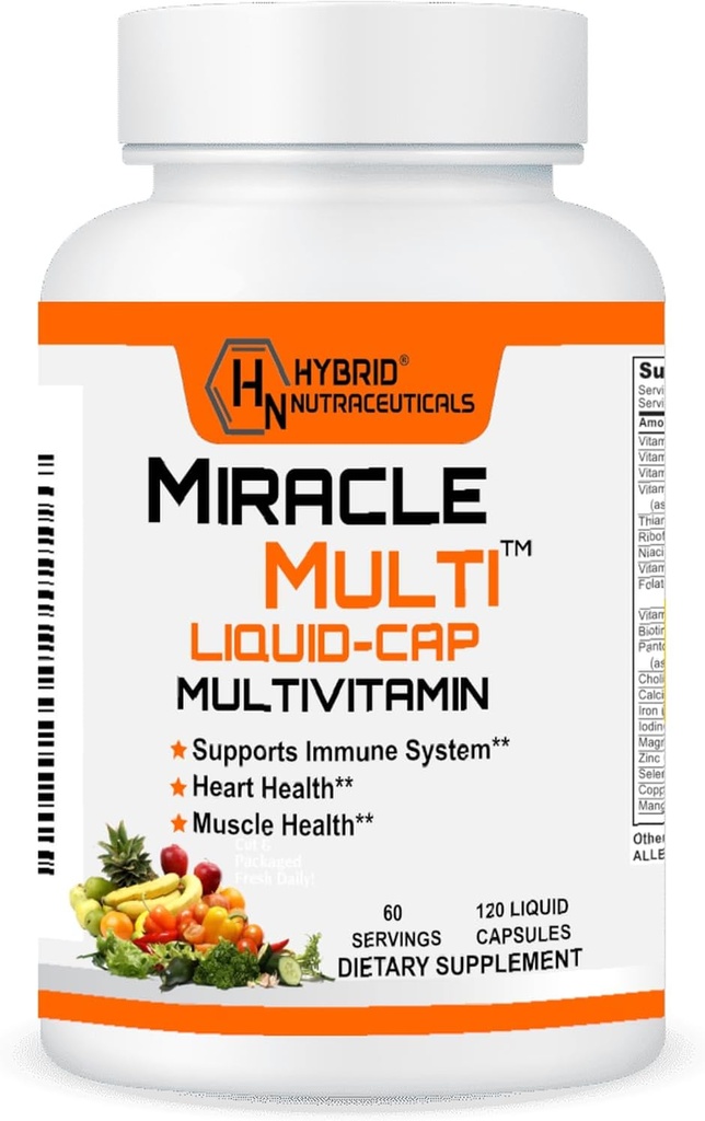 Miracle Multivitamin Capsules for Men & Women - Complete Whole Food Mix Daily Vitamin & Mineral Supplement with CoQ10, B12, 42 Superfood Enzyme - 120 Softgels