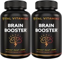 Vitals Vitamin Brain Supplements for Memory and Focus (2-Pack)- Ginkgo Biloba, Rhodiola, B12 – Caffeine-Free Support for Yetişkinler & Seniors – 60-Day Supply