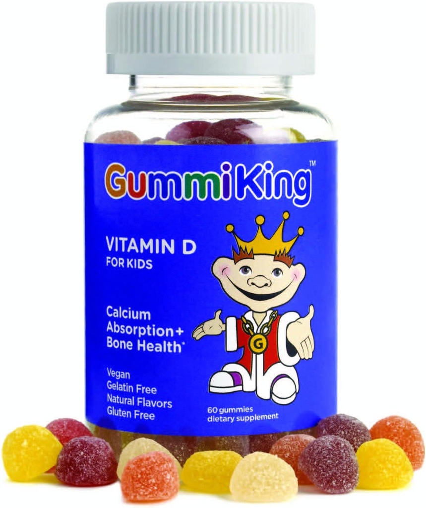 Gummi King Vitamin-D Supplement, Strawberry/Lemon/Orange/Grape/Cherry/Grape