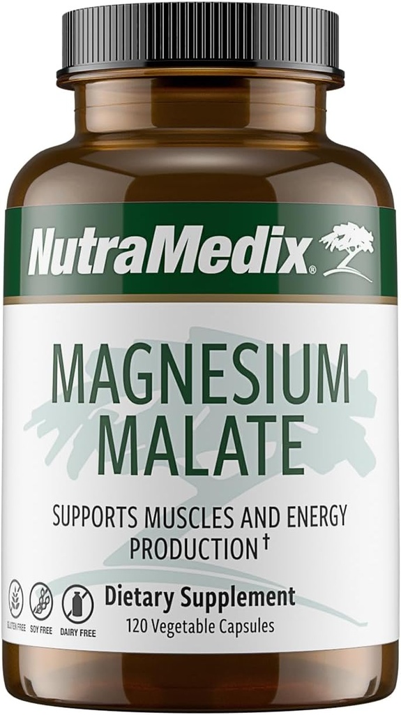 NutraMedix Magnezyum Malate Energy Supplements - Bio Magnezyum For Sleep, Immune Support & Ortak Sağlık - Vegan, Non-GMO & Gluten-Free Magnezyum Supplements (120 Vegetarian Capsules)