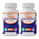 Vitamatic Melatonin 60 mg Fast Dissolve Tablets - 60 Vegan Natural Berry Flavor Tablets - Μη ΓΤΟ, Χωρίς γλουτένη (2 φιάλες)