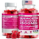 Quercetin Gummies - Bromelain ile 2500MG, L-Theanine - Immune Support Gummies Antialerjik ve Lung Health for Kids & Yetişkinler