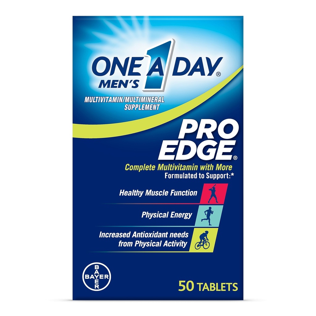 Μία ημέρα ανδρική Pro Edge πολυβιταμίνη, συμπλήρωμα με βιταμίνη A, C, D, E και ψευδάργυρος για ανοσοποιητική υποστήριξη και μαγνήσιο για υγιή λειτουργία των μυών, 50 Count