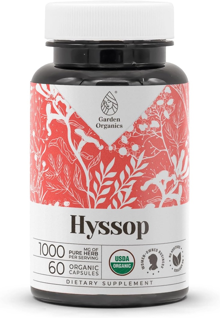 Hyssop USDA Organic 60 Capsules | High-Potency Natural Supplement | Sertifikalı Organik Vegetarian Capsules and Organic Hysop (Hyssopus outicinalis) herb (60 Capsules)