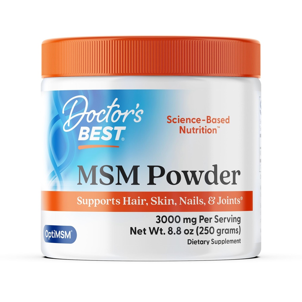 Doctor's Best MSM Powder Supplement for Men & Women - Supports Hair, Skin, Nails, Joint Health, & Mobility, Delivers Beneficial Sulfur with OptiMSM, Gluten Free, Soy Free, Non GMO, Vegan - 8.8 oz