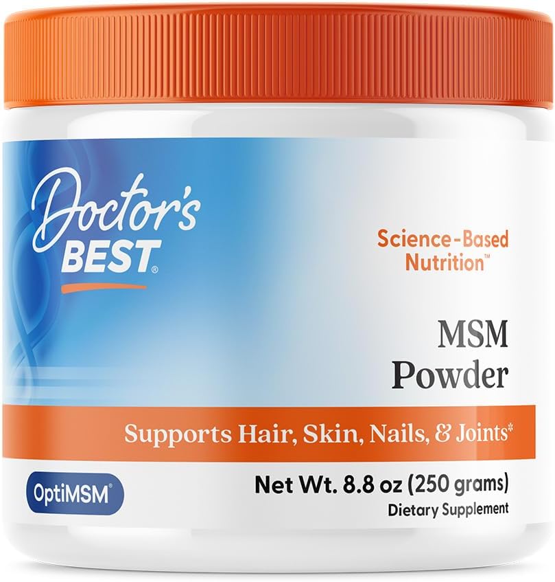 Doctors Best MSM Powder, Supports Hair, Skin, Nails, & Joints, Non-GMO, Gluten Free, Soy Free, Vegan Net Wt. 8.8 oz (250 Grams)