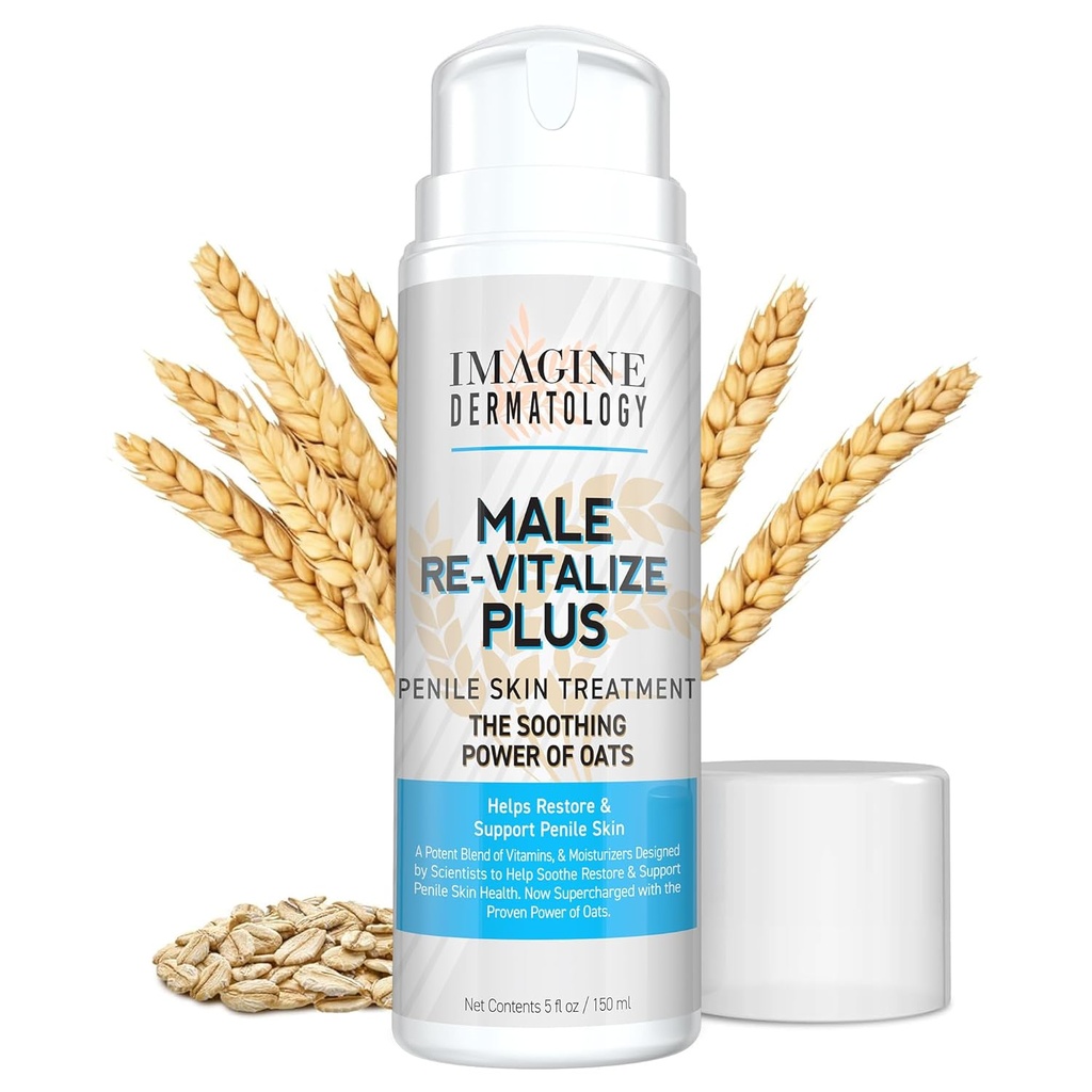 Erkek Re-Vitalize PLUS - Erkekler için Oats Penile Health Cream - Relieve, Restore ve Destek Skin - Moisturizer Penile Lotion - Büyük Değer Boyutu (5fl oz/150 ml)
