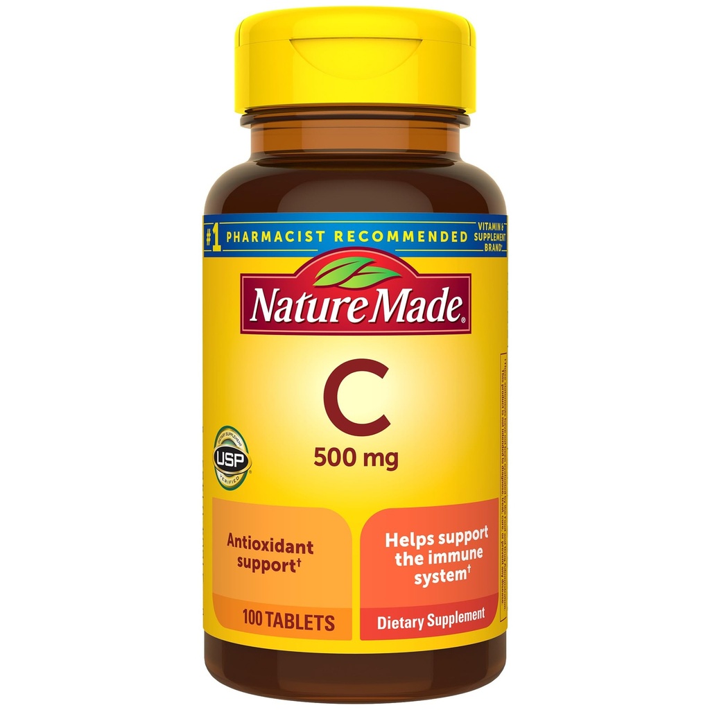 Nature Made C 500 mg, Diyetsel Supplement for Immune Support, 100 Tablet, 100 Gün Supply