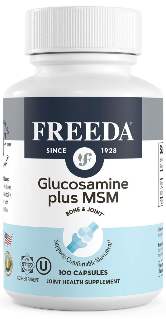 FREEDA Glucosamine MSM – Vegan Ortak Flexability & Mobility Supplement – Vejetaryen Glucosamine Without Shellfish – Supports Joint Function – Third-Party Tested – (100 Capsules)