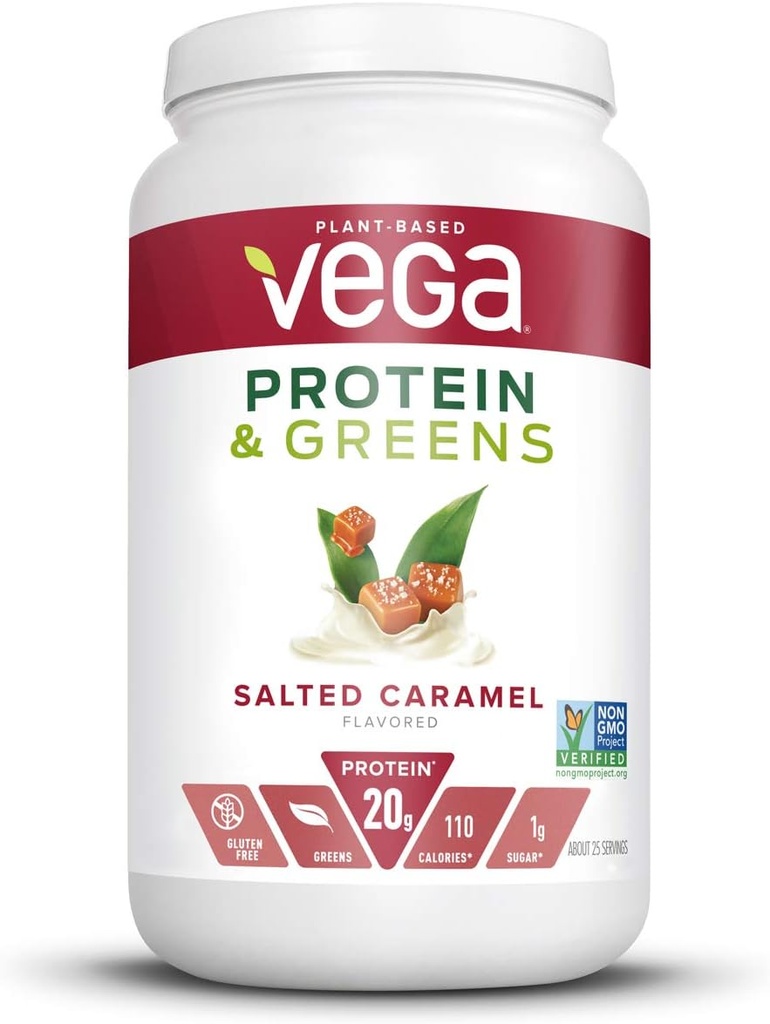 Vega Protein ve Yeşiller, Salted Caramel, Vegan Protein Toz, 20g Plant Temel Protein, Low Carb, Keto, Süt Free, Gluten Free, Non GMO, Pea Protein for Women and Men, 1.7 Pounds (25 hizmet)