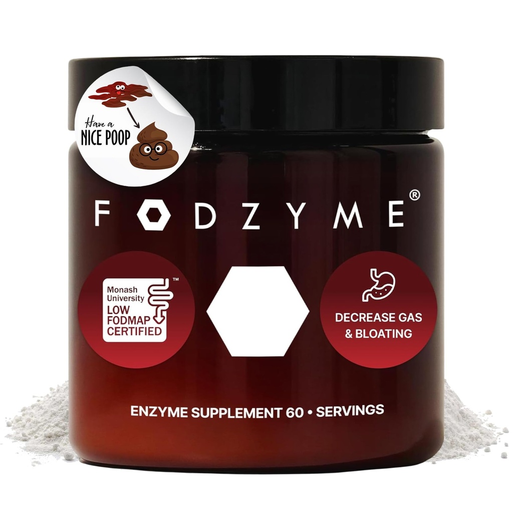FODZYME® Home Kit Digestive Enzymes for Gut Health, Relief for Bloating, Gas, Constipation, Diarrhea, Abdominal Pain, Low FISOAP, 60 Dose