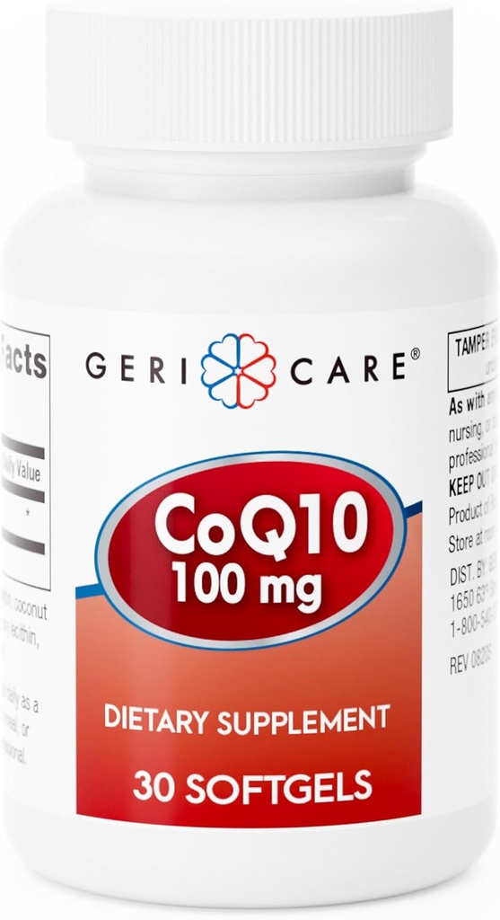 GeriCare CoQ10 100 mg Softgels - Yüksek Abhidrasyon Co Q 10 Supplement - Erkekler için Swallow Q10 Coenzyme, Kadınlar ve Yaşlı - 1 Ay Supply, 30 Count - Travel Friendly