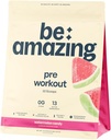 BE AMAZING Pre Workout Toz, Vegan Supplement with 125 mg Natural Caffeine, Ashwagandha ve Adaptogens, Sugar Free Drink Mix for Men and Women, Gluten Free, Non GMO, Watermelon Candy, 30 Servisler