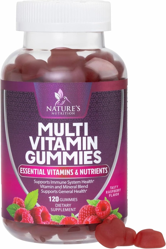 A Vitamins A, C, D, B12 - Günlük Beslenme Desteği için Vitaminler ve Mineraller için Çokvitaminler - Nature's Multi VIT Vitamini - 120 Gummies