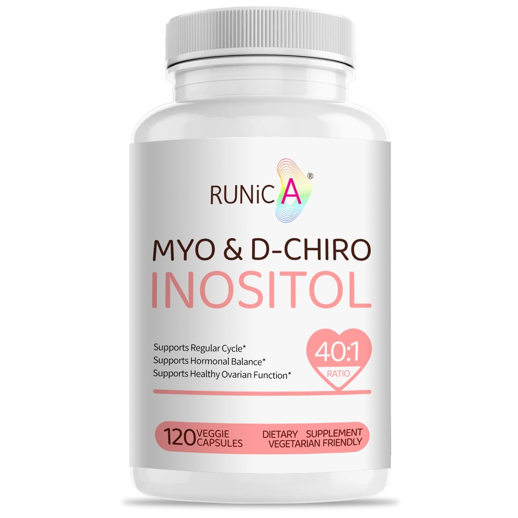 Myo-Inositol & D-Chiro Inositol Supplement for Women - Ideal 40:1 Karşılaştırmalı Hormon Denge & Ferttitude & Ovarian Health - Vegan Toz Capsules - 120 Capsules 30-Day Supply