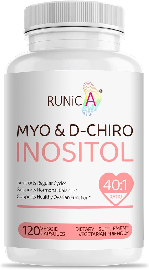 Myo-Inositol & D-Chiro Inositol Supplement for Women - Ideal 40:1 Karşılaştırmalı Hormon Denge & Ferttitude & Ovarian Health - Vegan Toz Capsules - 120 Capsules 30-Day Supply