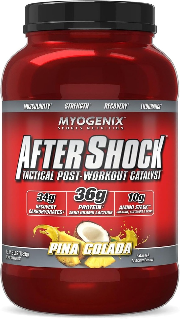 Myogenix Aftershock Post Workout – Kas Büyüme Whey Protein Toz – Hızlar Kas Büyüme ve Kurtarma – Ortak Sağlık ve Replenishes Glycogen – Pina Colada, 3 lbs