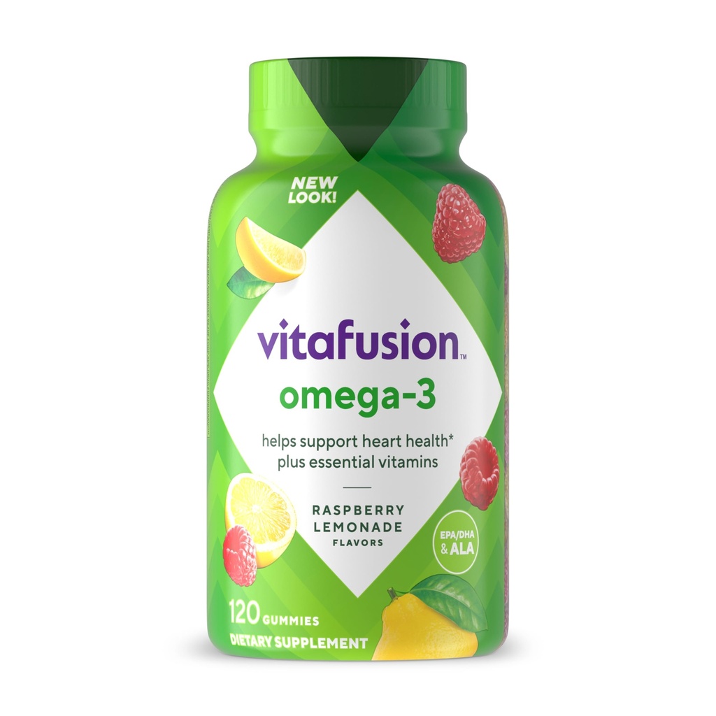 Vitafüzyon Omega-3 G Vitaminleri, Berry Lemonade Flavored, Kalp Sağlığı Vitaminleri (1) Omega 3 EPA/DHA ve A, C, D ve E, Amerika'nın 1. Vitamin Markası, 60 Day Supply, 120 Count