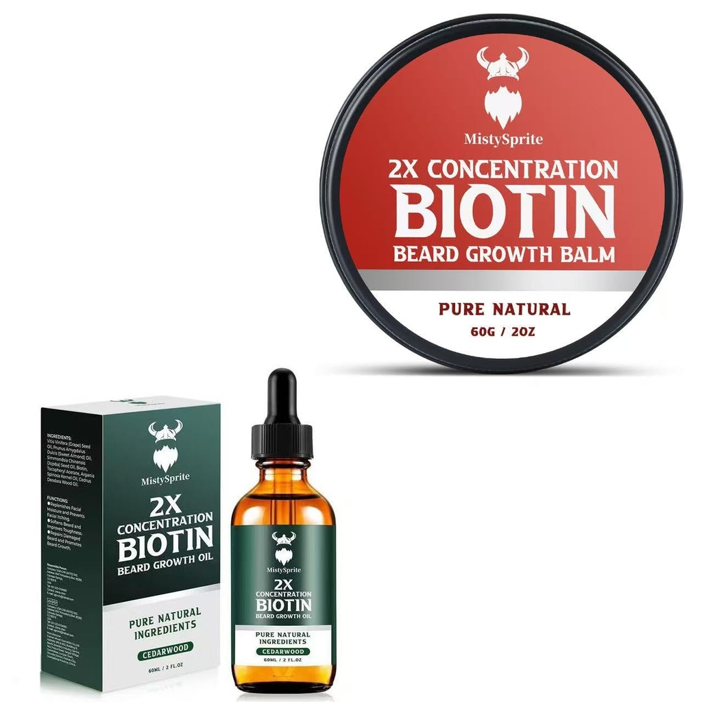 Erkekler için Biyotin Ayıd Balm ve Ayırma Ayılı Ayılar ve Büyüme Ayılı Büyüme Yağı, 2X Concentration Biotin for Men, Hydrates & Tiens Face Hair