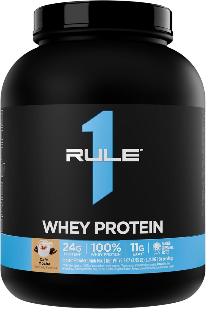 Kural 1 Whey proteini - All-Whey Kaynaklarından 24g Hızlı Örnekleme Proteinleri Doğal Occurring EAAs & BCAAs for Workout Recovery or Anytime Use (5 Pounds*, Café Mocha)