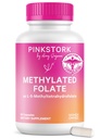 Pink Stork Folate: Metil Folate - MTHFR asit, Hamilelik için Folic Asit Doğal Form, Anne + Bebek, Kadın-Owned, 60 Capsules (Pazar Mayıs Vary)