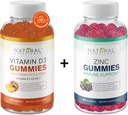 Natural Bio Science Sugar Free Vitamin D3 K2 Gummies 5000 IU & çinko Gummies 50 mg, Ekstra Kuvvet, Immune Support, Bone Health, Heart Health, Skin Support, 60 Gummys
