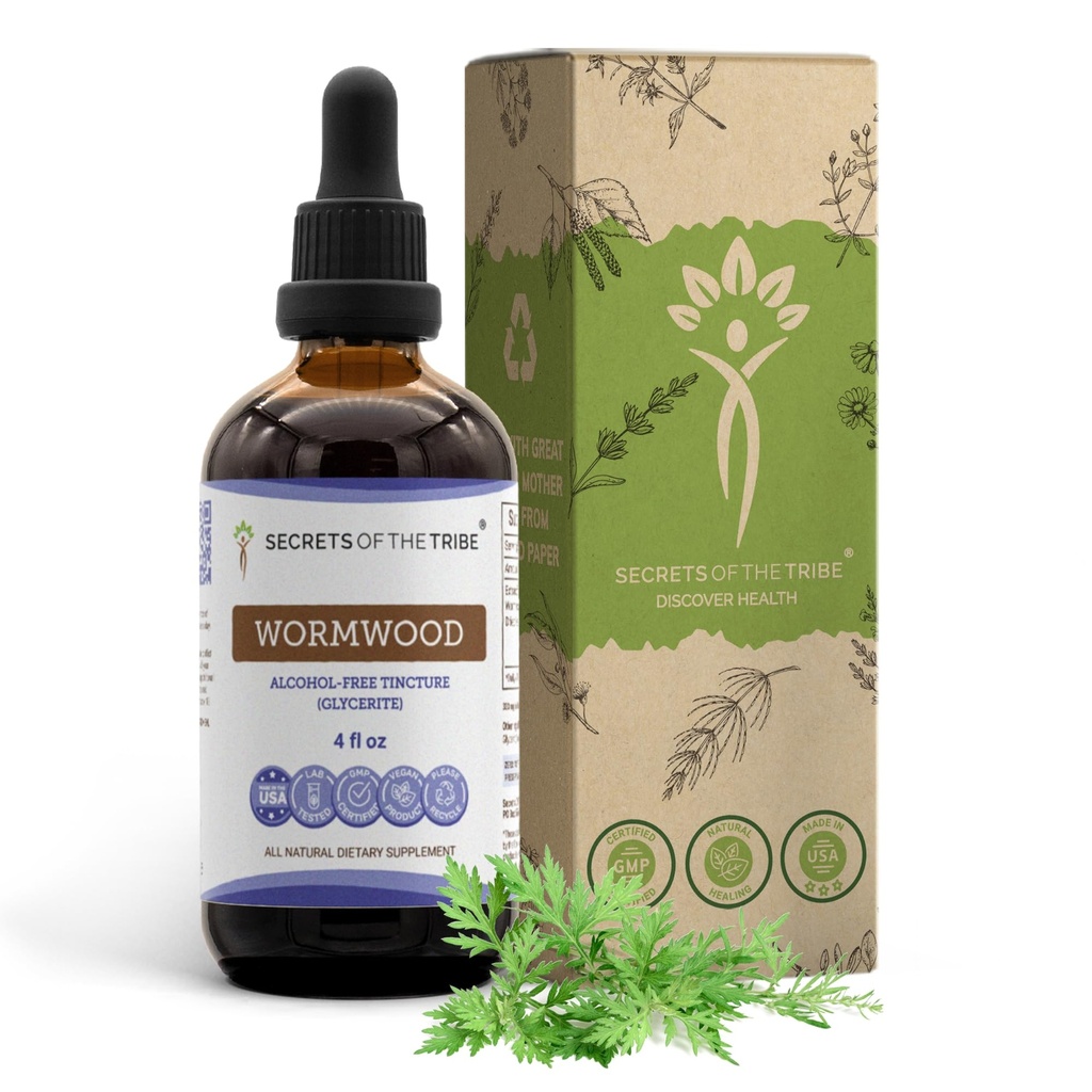 Tribe Wormwood Alkol Özgür Sıvı Türlemenin Sırları, Wormwood (Artemisia Absinthium) Herb (4 FL OZ)