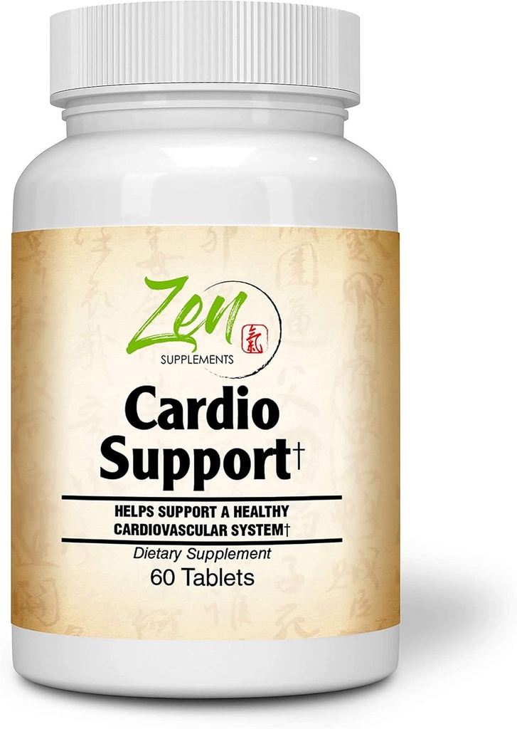 Zen Supplements - Cardio Support Plus Antioksis, L-Carnitine, L-Taurine, Coenzyme Q10, Hawthorn, Horsechestnut, Cayenne, Grape Tohum ve Vitamin E, Sağlıklı Bir Kalp 60-Tabs