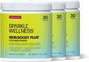 Sparkle Wellness Skin Boost Plus (Mixed Berry) [3- 30-Serves'in Paketi] | SISOL Bioaktif Hydrolyzed Collagen,, C & Hyaluronic Asit | Genişleme Skin Elastikity