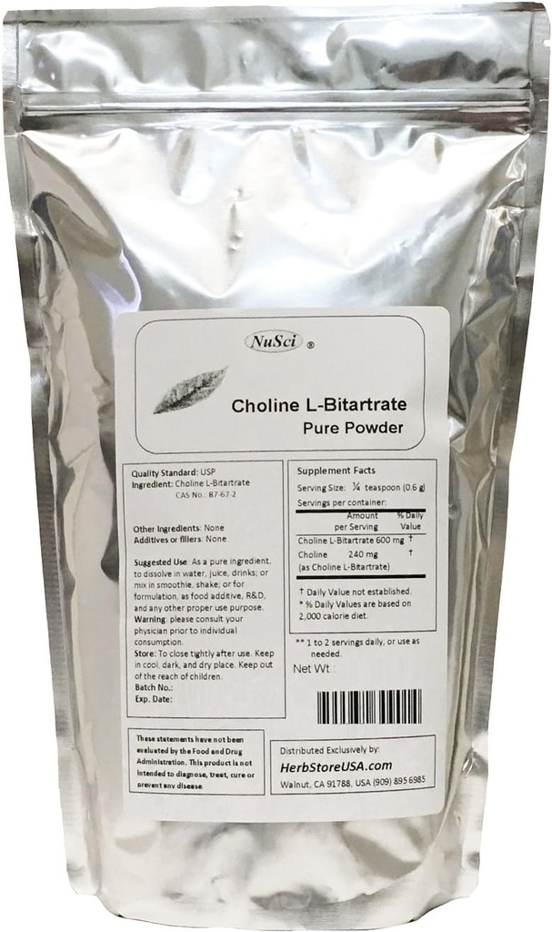 Choline L-Bitartrate Pure Toz Smart Nutrient (250g (8.8 oz))