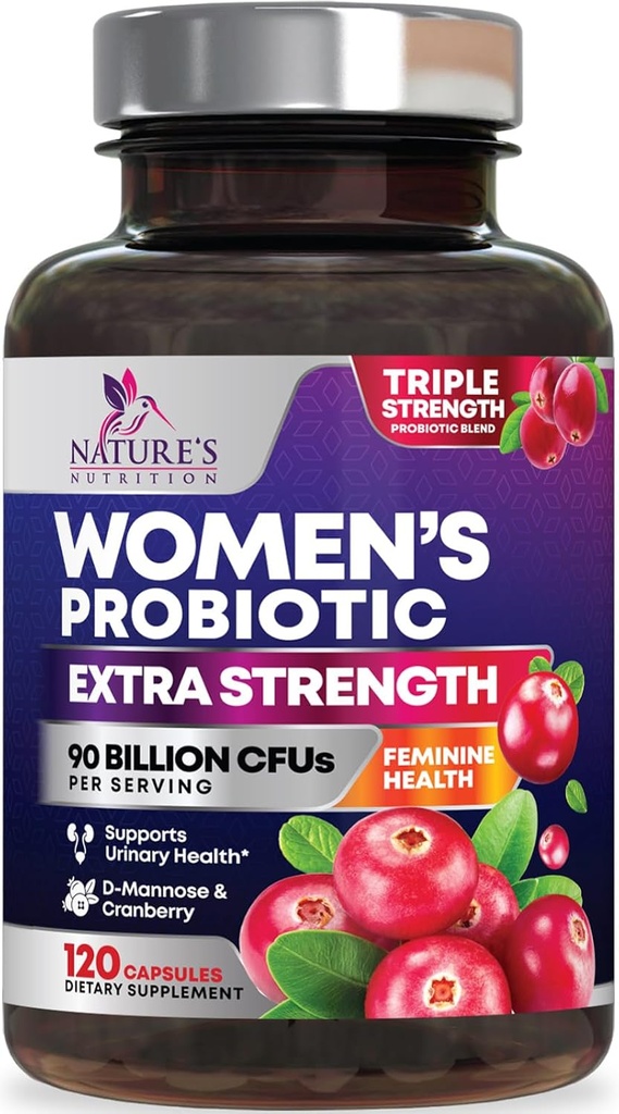 Probiotics for Women Digestive Health Support - 90 Billion CFU Γυναικείο Προβιοτικό, 16 Strains, Cranberry, Κολπικό Προβιοτικό με Πρεβιοτικά, PH, Ανοσοποιητικό, Ουρολοίμωξη, & Γυναικεία Υποστήριξη Υγείας, 120 Κάψουλες