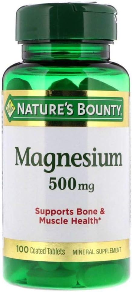 Nature's Bounty Magnezyum, 500 mg Paints, Mineral Supplement, Supports Bone and Muscle Health, Gluten Free, Vegetarian, 100 Count (Pack of 3)