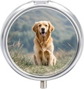 Yuvarlak Pill Box Golden Accessr Dog Classic 3 Karşılaştırma Küçük Pill Case Portreatif Seyahat Pill Konteyneri Tamamlar Vitaminler Balık Yağ İlaç İlaç İlaçları