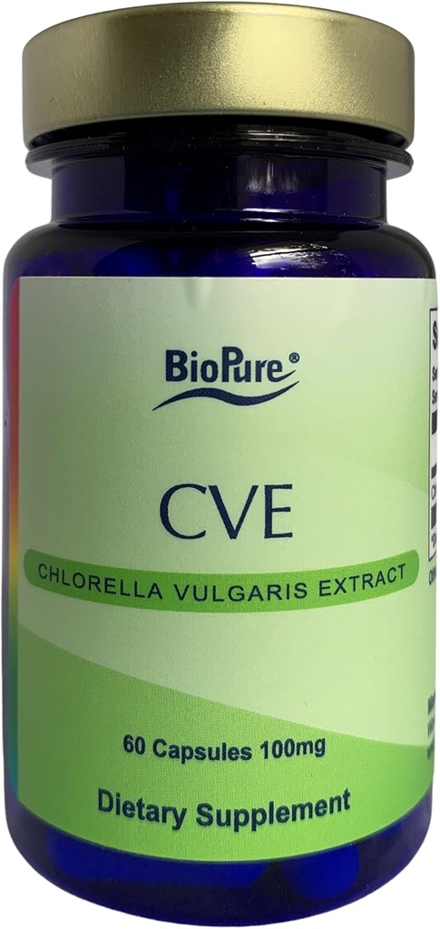 BioPure CVE Chlorella Vulgaris Ekstraksiyon - Nutrient-Dense, Nutraceutical Superfood Proteinler, Vitaminler, Mineraller ve Amino Asitler Metabolism, Detox & Immunity – 60 Capsules