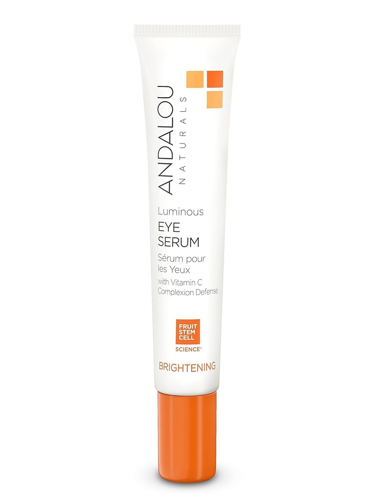 Andalou Naturals Luminous Eye Serum, Illuminating Eye Cream for Dark Circles and Puffiness, C, Caffeine & Goji Glycopeptides for a Rejuvenated, Renoed, Darer Görünüm, 0.6 Ounce