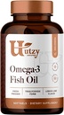 Utzy Naturals Omega-3 Fish Oil | 800 mg Omega-3 | EPA ve DHA | Natural Lemon Flavor | 60 Softgels