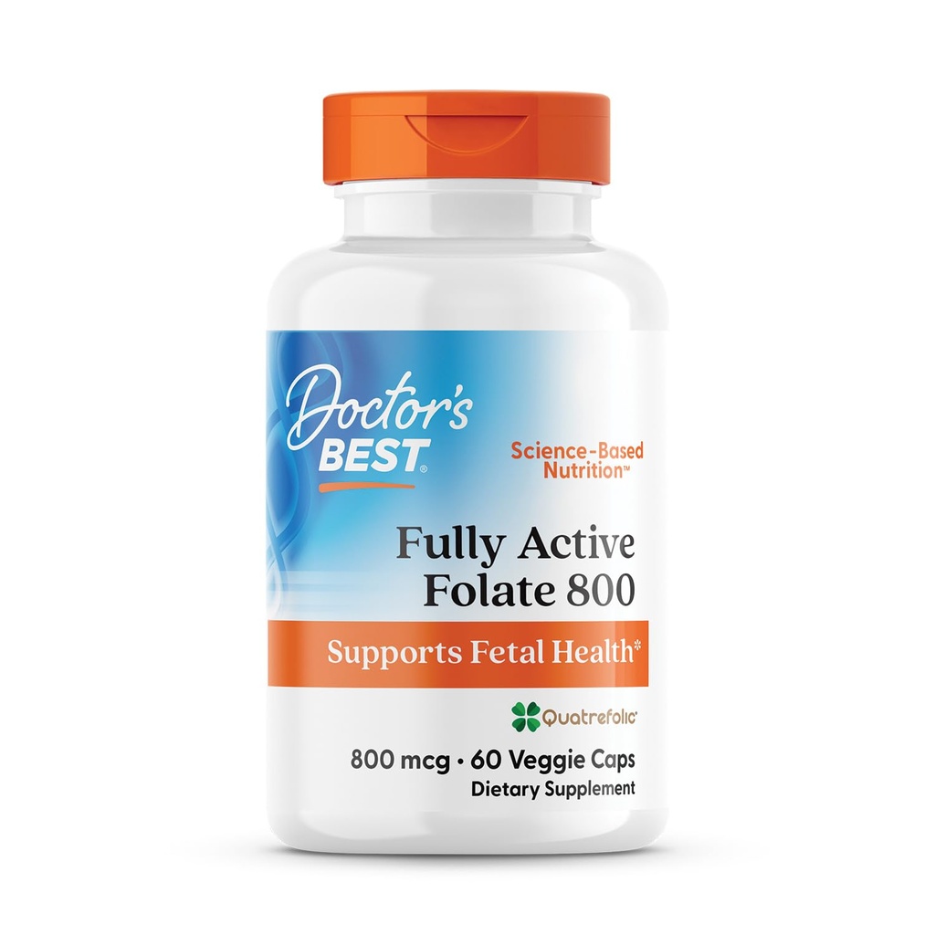 Γιατροί Best Fully Active Folate 800 με Quatrefolic, υποστηρίζει την υγεία του εμβρύου, μη ΓΤΟ, χωρίς γλουτένη, Vegan 60 Veggie Caps