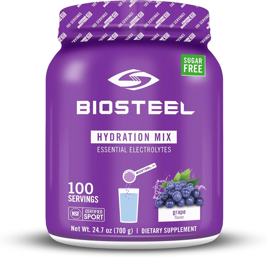 BioÇelik Zero Sugar Hydration Mix, Great Tasting Hydration with 5 Essential Electrolytes, Grape Flavor, 100 Tuba