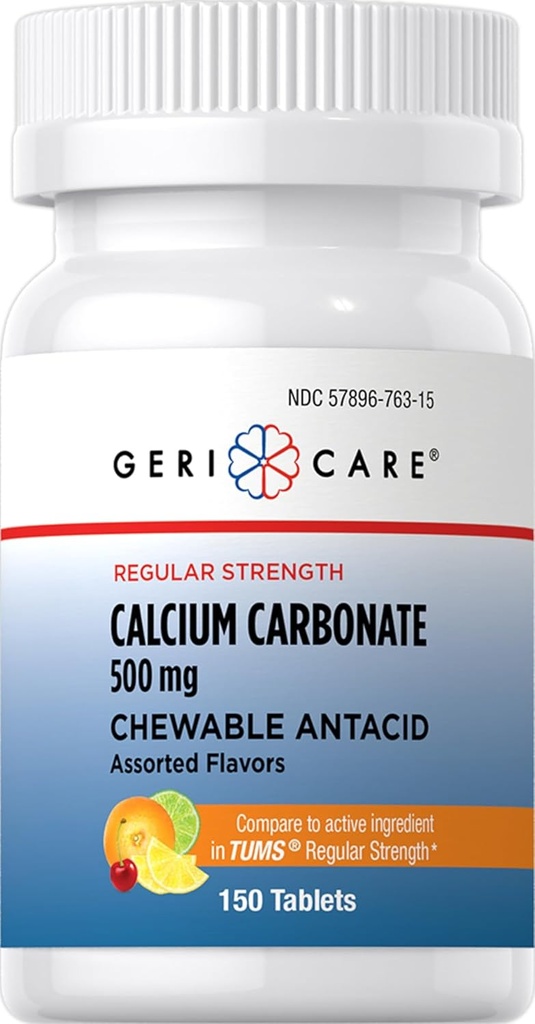 Gericareo Carbonate 500 mg Chewable Antacid,150 Kont (1.5 km)