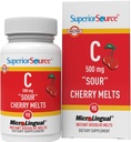 Üstün Kaynak Vitamini C 500 mg "Sour" Cherry Melts - Daily Vitamin Supplement Supports Immune Health - C Formula Aids Hücre Sağlığı - 90 Sublingual Dis çözülme Tabletleri