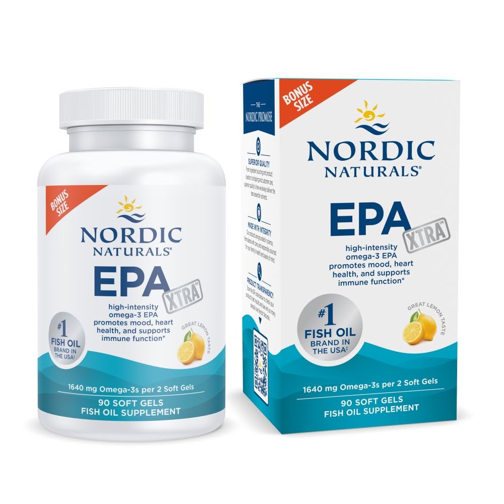 İskandinav Naturals EPA Xtra, Limon - 90 Soft Gels - 1640 mg Omega-3 - Pozitif Mood, Kalp Sağlığı ve Sağlıklı Immunity - Non-GMO - 45 Hizmet