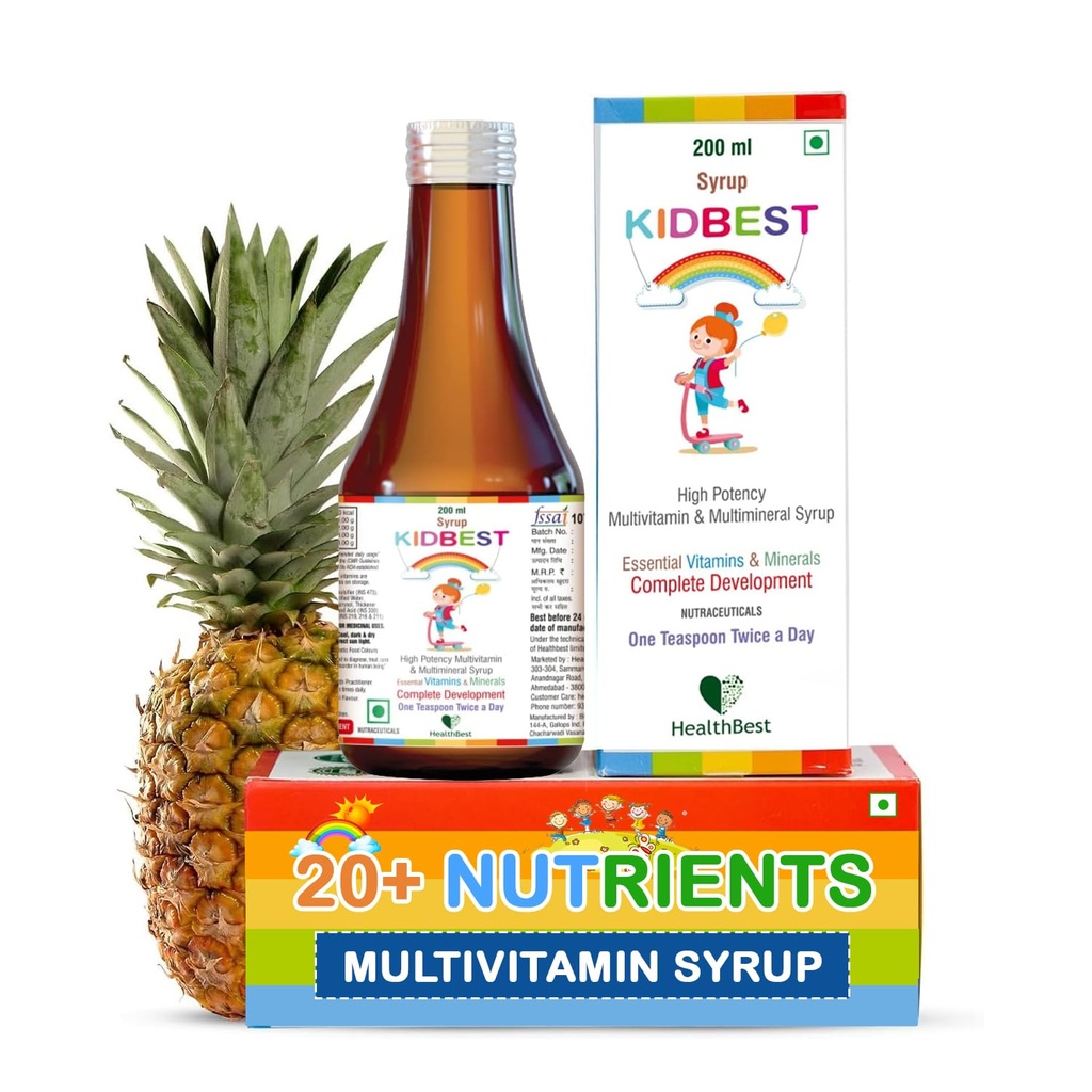 Çocuklar için en iyi Multivitamin Syrup 3-13 Yıl - Appetite için 20 Nutrients ile Sıvı Formula, Immunity ve Büyüme - Güçlü Çocuklar için Günlük Vitaminler | Çocuklar için · 200 ml